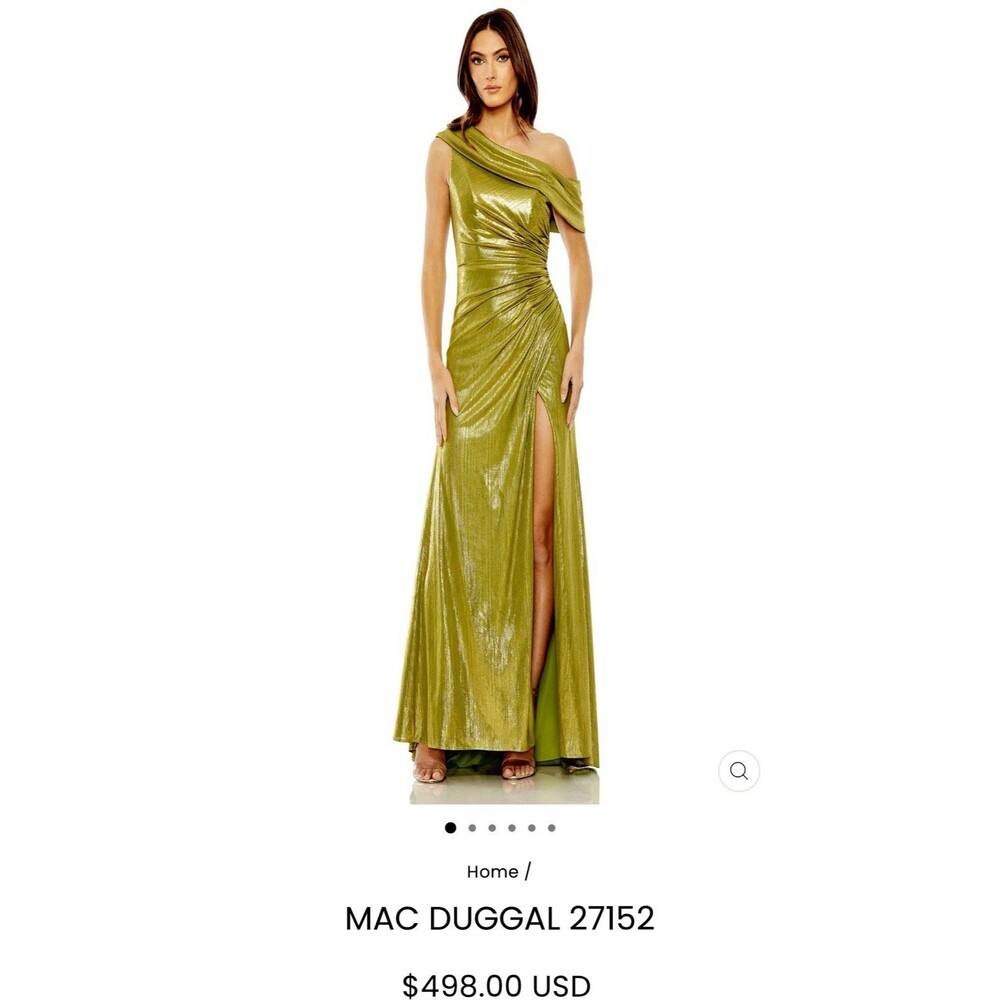 Ieena for Mac Duggal 27152 metallic gown in apple green Size 0 PROM! NWT!!‎ 👗
